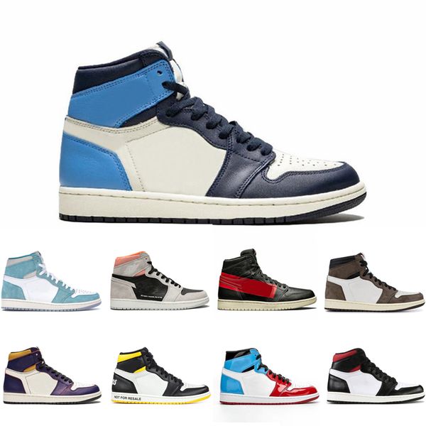 

high 1 basketball shoes 1s obsidian unc fearless first class flight phantom turbo green mens ts lakers sport sneaker, White;red