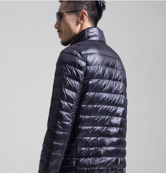 

designer mens down jacket mens solid color thin stand collar winter jackets 2019 keep warm mens luxury outwear down coat, Black