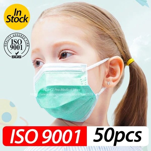 

50 pcs children mask for kids 2-9 years disposable