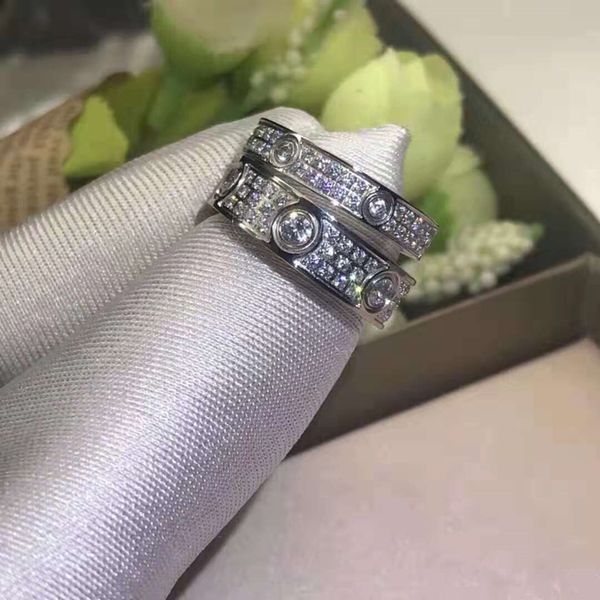 

2020celebrity style couple ring wide version narrow version full zircon men and women same gold color and silver color ring jewelry zk40