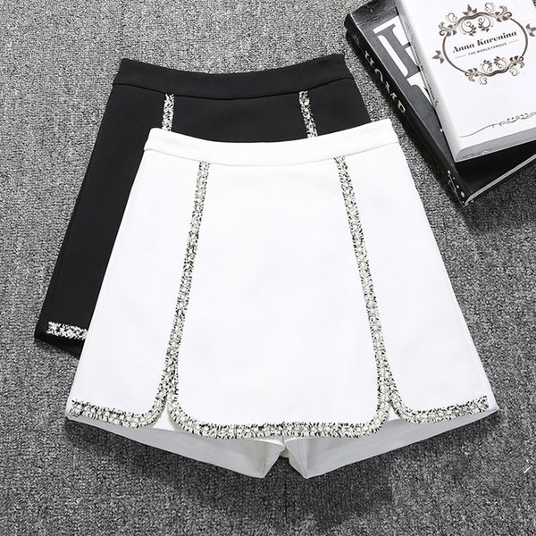 

shorts women's 2020 new korean-style high waist slim wide-leg all-match spring and summer shorts students s-2xl black, White;black