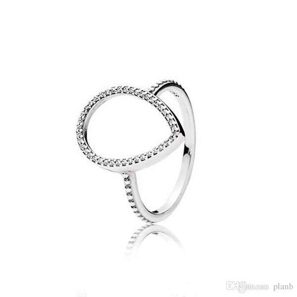 

925 sterling silver tear drop wedding ring original box sets for pandora cz diamond hollow teardrop rings for women gift jewelry