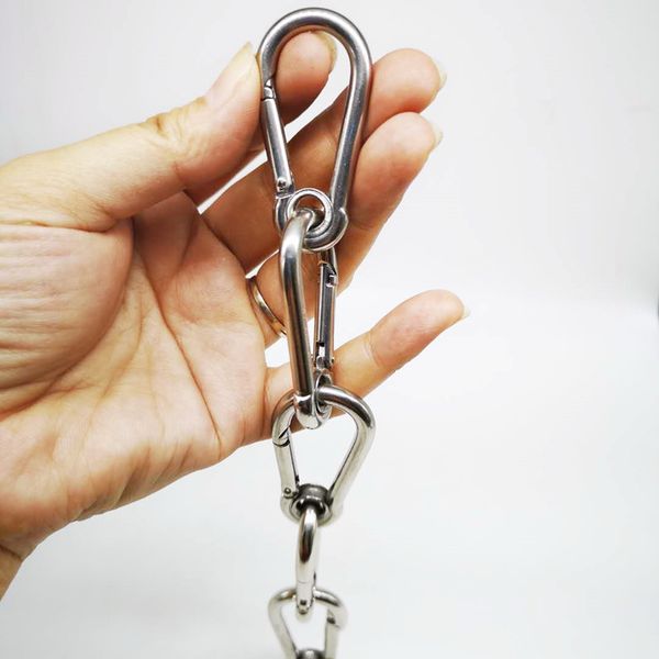 

10pcs 50mm m5 silver 304 stainless steel carabiner spring camping climbing secure lock snap hook eyelet link
