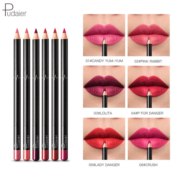 

pudaier 6pcs/set 6 colors lip liner set matte lipliner pencil waterproof nude lip liner makeup products cosmetic for lips makeup
