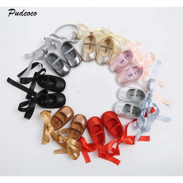 

pudcoco 2018 малыш девушка шпаргалки обувь новорожденного princess шнуровка bling bowknot цветок pu мягкая подошва против скольжения детских