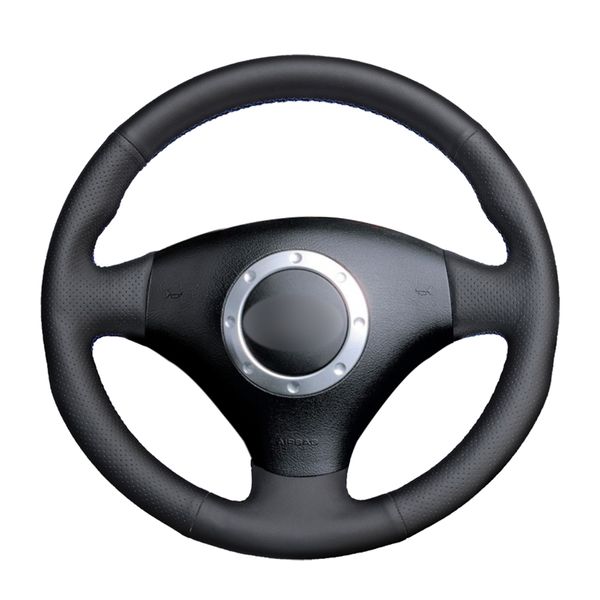

hand-stitched black pu artificial leather steering wheel cover for a3 2000-2003 a4 2003-2005 6 2003 s4 2004-2006 2001