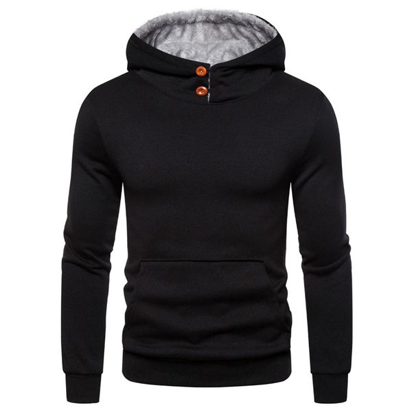 

2019 explosion models hooded shirt men's plus velvet warm jacket men's sports casual fashion hooded hoodie, Black