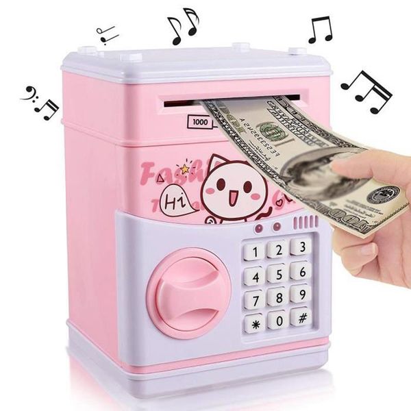 2019 Cartoon Electronic Piggy Bank Atm Password Money Box Cash Coins Saving Box Atm Bank Safe Box Automatic Deposit Banknote Christmas Gift Dhl From -