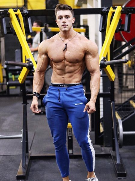 

2019 spring new men slim sweatpants gyms fitness bodybuilding trousers man jogger workout casual fashion pant brand pencil pants, Black;blue
