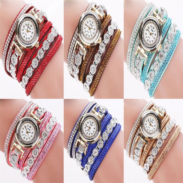 

fghgf watch 2018 women bracelet watch casual multi-layer full crystal wristwatch quartz watches rhinestone hours horas dropship, Slivery;brown