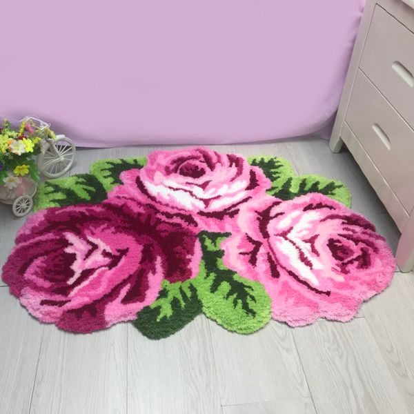 

non-slip mat bedroom bedside blanket simple carpet modern corridor porch flower plush carpet rose mat