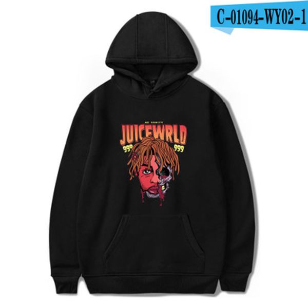 

mens hoodies juice wrld street fashion style loose fleece hooded male sweater multi color casual printing hoodies, Black