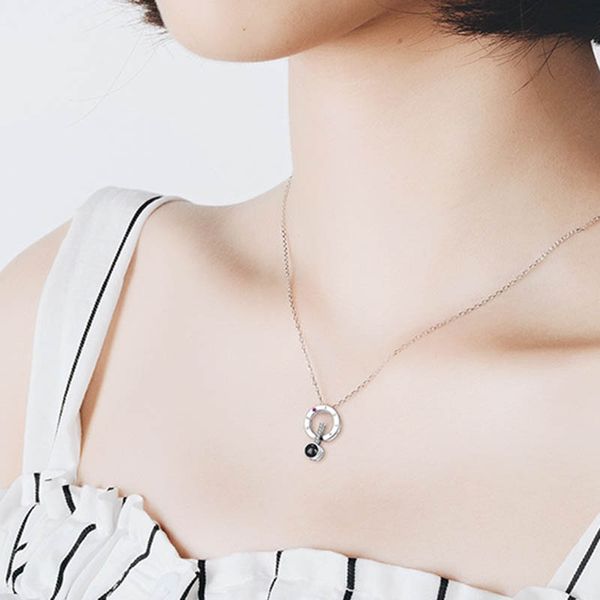 

necklace chain 100 languages i love you projection pendant romantic wedding gift jewelry xrq88, Silver