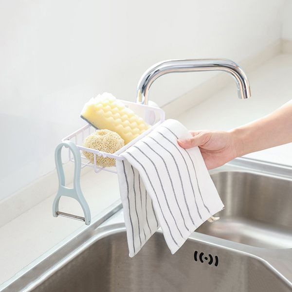 

1pc stainless steel faucet shelf sponge dish cloth finishing rack drain rack for bathroom soap rag and sponge organize holder