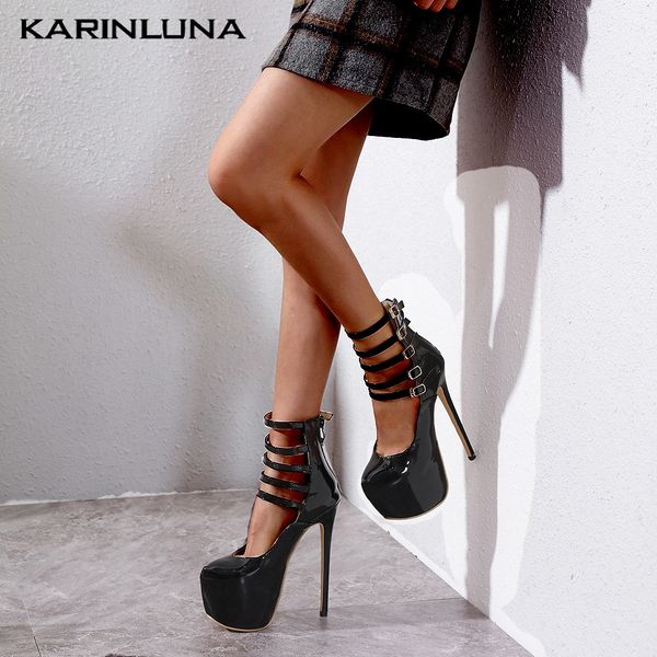 

karin fashion new 2020 thin high heels shoes woman pumps platform zip up party wedding pumps women shoes, Black