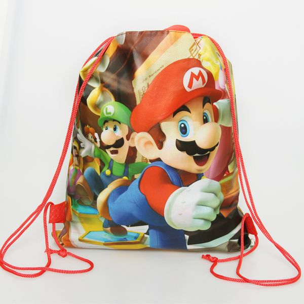 

1pc mario theme printing drawstring bags for women sack beach travel outdoor clothes storage bag kids schoolbag cartoon backpack