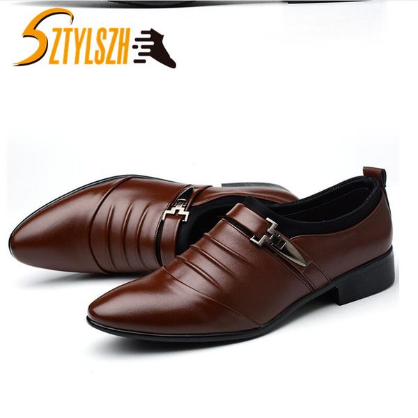 

2019 summer men leather oxford flat classic formal shoes pointed toe business lace up shoes black brown hombre plus size 38-48