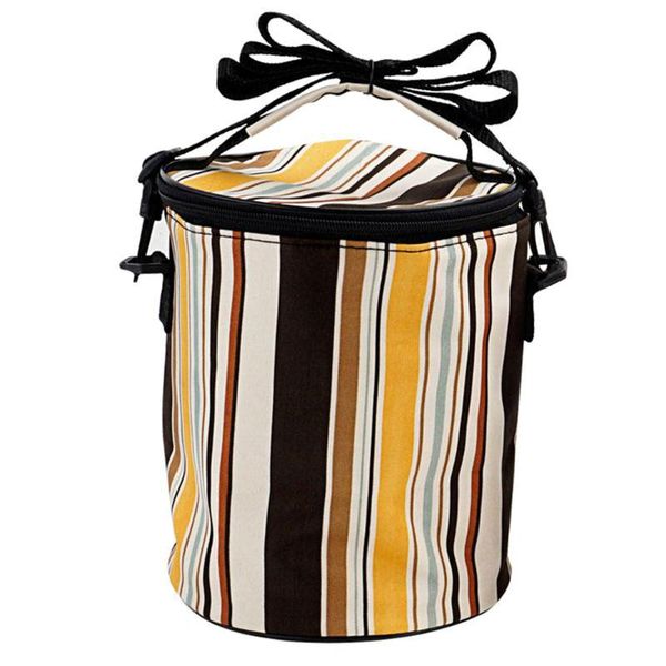 

extra large striped cooler pouch lunch bag storage office thermal insulated outdoor picnic camping portable waterproof, Blue;pink