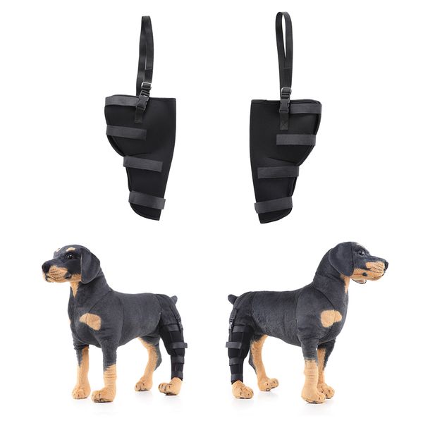 

2 pack supportive dog rear leg hock joint wrap protects dog wound dog rear leg hock - black size l