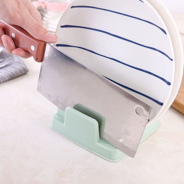 

practical kitchen cooking tool pot pan cover lid shell stand holder anti-slip bracket chopping block storage holder rack tool