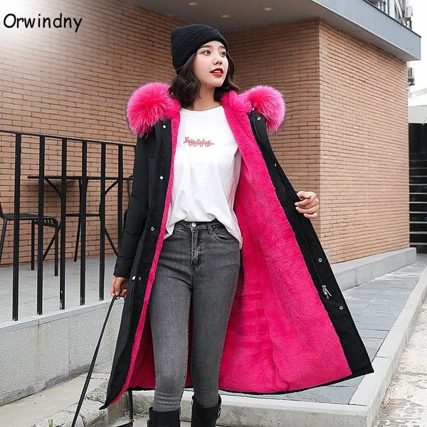 

fur hooded jacket coat women thick warm winter jacket women plus size s-3xl overcoat long parkas female casaco feminina