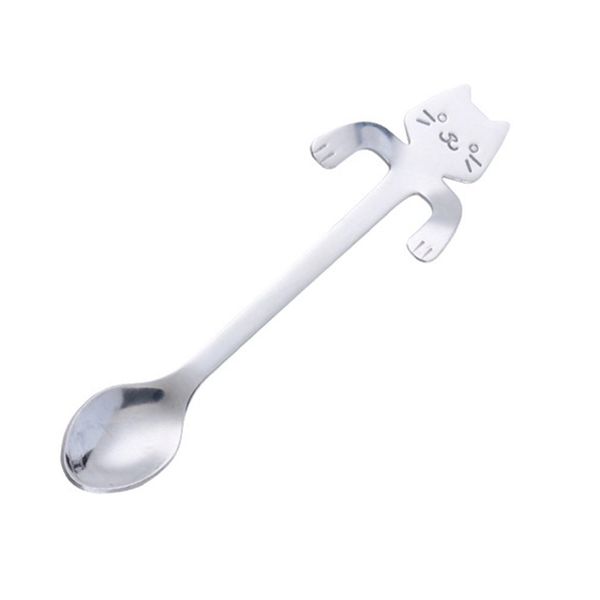 

creative stainless steel handle hanging cat spoon