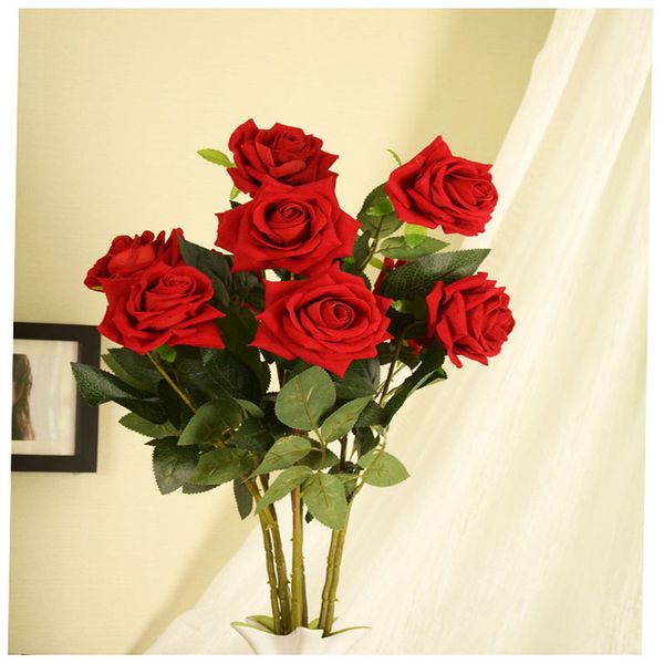 

10cm 1pcs romantic rose artificial flower diy red pink silk fake flower for party home wedding decoration valentine's day
