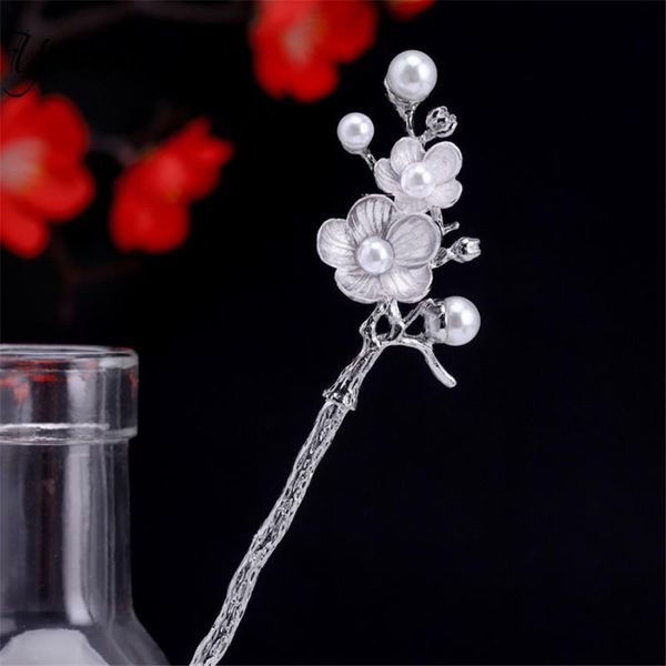 

ancient style plum blossom imitation pearl hairpin costume step shake tassel fresh hair accessory hairpin classical hair jewelry, Golden;white