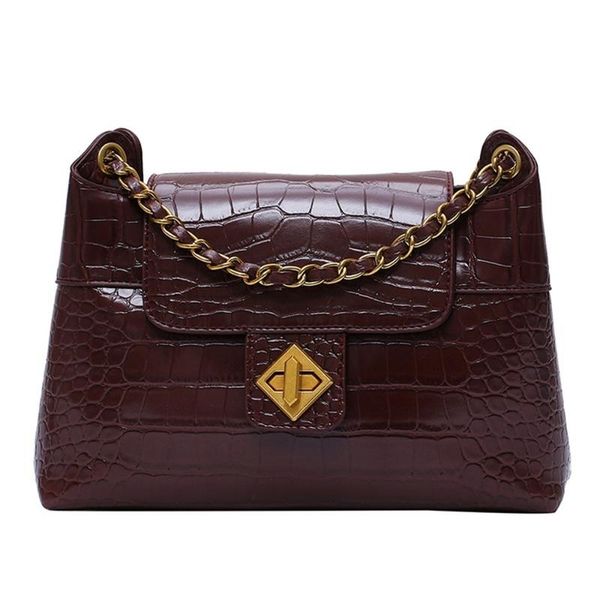 

stone chain pu leather crossbody bags for women new solid color female shoulder messenger bag ladies' travel handbags and purses