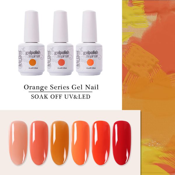 

arte clavo orange series nail polish uv soak off lacquer varnish 15ml manicure nail art acrylic long-lasting gel polish, Red;pink