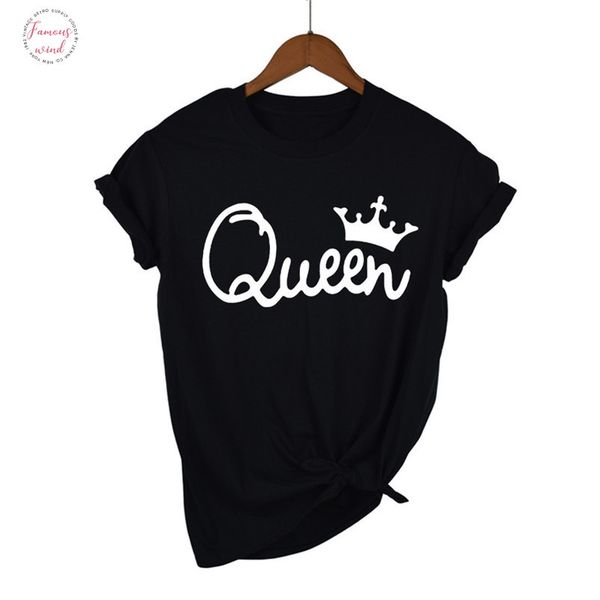 

2019 fashion women queen crown letter printing t shirt casual white black short sleeve concise for woman