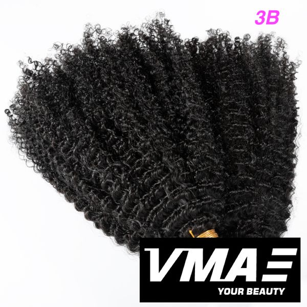 

vmae malaysian tangle remy virgin tape in 3a 3b 3c kinky curly 100g natural color single donor real human hair extensions, Black