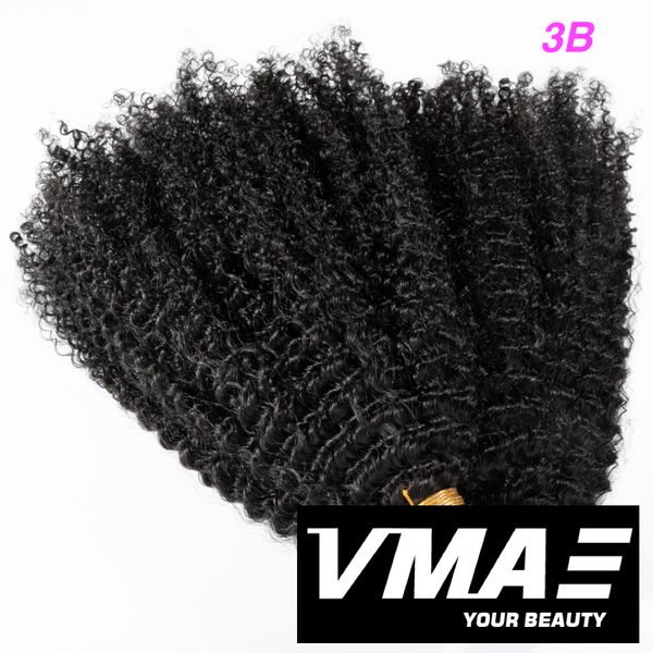 VMAE Nastro vergine Remy malese senza grovigli in 3A 3B 3C Riccio crespo 100g Colore naturale Estensioni reali dei capelli umani a donatore singolo