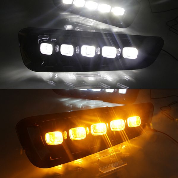 

1 pair drl led daytime running lights with turn signal yellow fog lamp for ford raptor svt f150 2016 2017 2018 2019