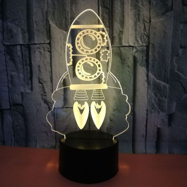 

3d originality vision small night-light rocket 3d three-dimensional desk lamp foreign trade heat sell originality usb 3d desk lamp