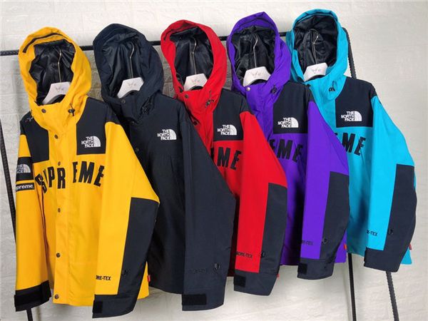 

19fw new the north sup collaborated arc logos mountain parkas hooded windbreaker coat men women outdoor streetwear sweatshirt jackets, Blue;black