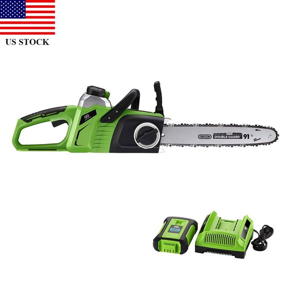 

14'' chainsaw 40v max lithium-ion brushless cordless electric 4.0ah battery and charger include h0012 us stock fast shipping