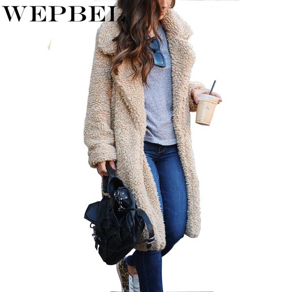 

wepbel women autumn winter wool blends v neck open turn down neck full sleeve long casual fashion wool blend, Black