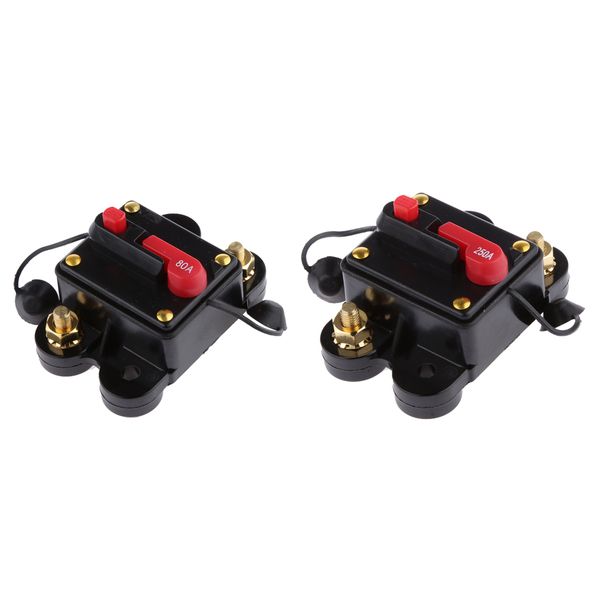 

12v-24v inline auto waterproof circuit breaker 80+250amp manual reset switch