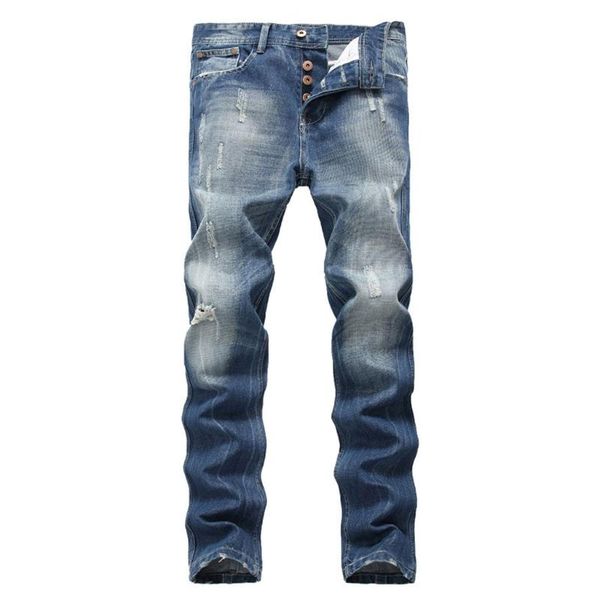 

feitong elastic straight trousers pants cotton good quality denim jeans men 2020 autumn men skinny jeans dropshipping, Blue