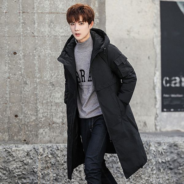 

men's winter men's big collar fashion mid pocket casual jacket, Black