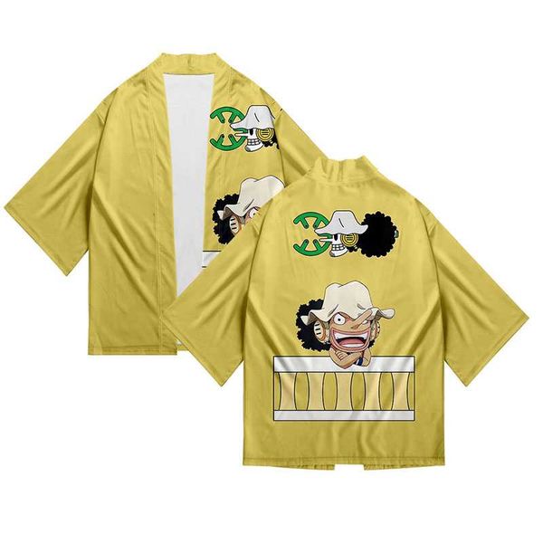 

japanese anime q version one piece 3d print kimono shirt men seven point sleeve fashion sport 3d cardigan jacket streetwear, Red