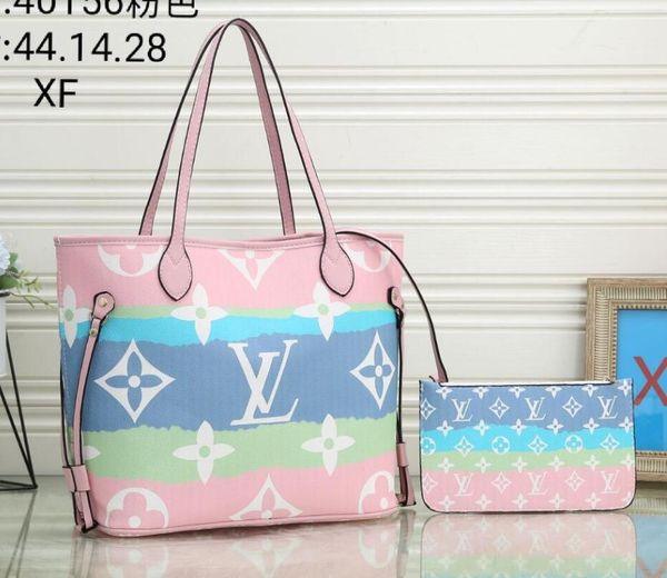 

2020 women handbag large totes pu leather escale handle with small pouch never shoulder canvas bag
