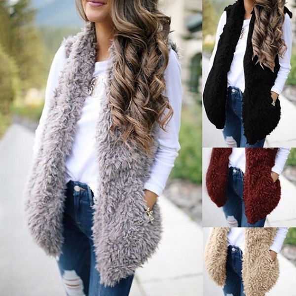 

autumn ladies fashion cashmere long hair vest coat, Black;white