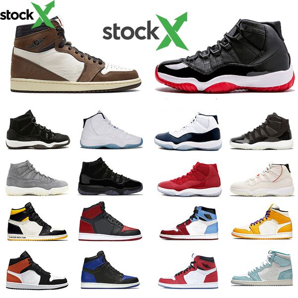 

stock x 1 high travis scotts 11 mens basketball shoes spiderman 11s bred concord 1s banned bred toe men athletic sport designer sneakers