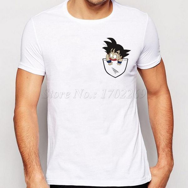 

designer new fashion son goku in my pocket design men t shirt creative simple casual wholesale male basic short sleeve personality tee, White;black