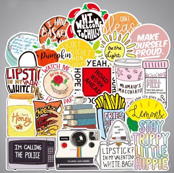 

53 non-repeating vine cartoon vsco ins cool fashion motorcycle stickers notebook luggage scooter trolley case lapskateboard car stickers