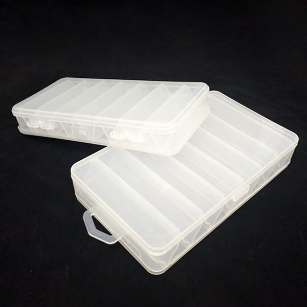 

1pcs fishing tackle box double sided transparent portable plastic organization case box for artificial baits lure white