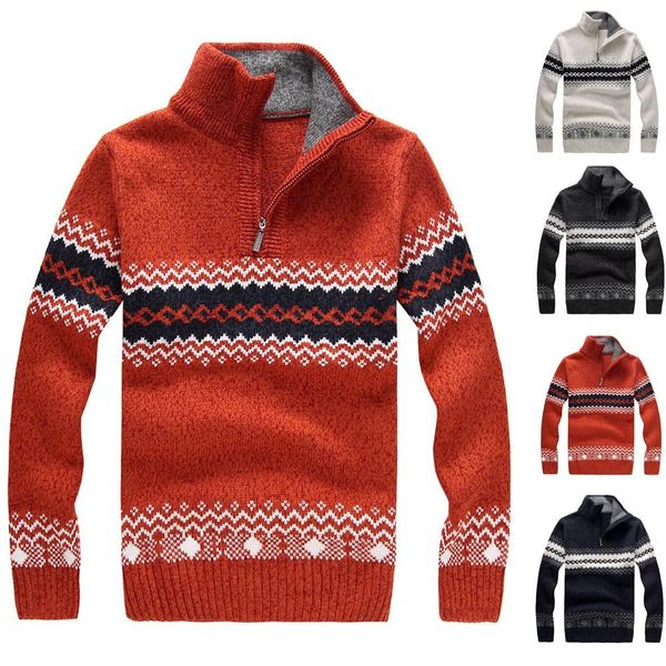 

sweater men standing collard clothing mens sweaters print casual zipper shirt autumn wool pullover men pull homme, White;black