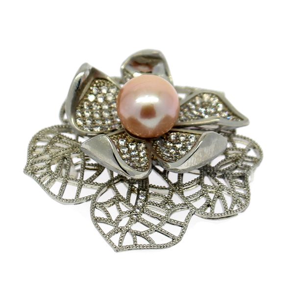 

diy pearl brooch accessories micro crystal brooch pendant pin pearl brooch empty support semi-finished, Gray
